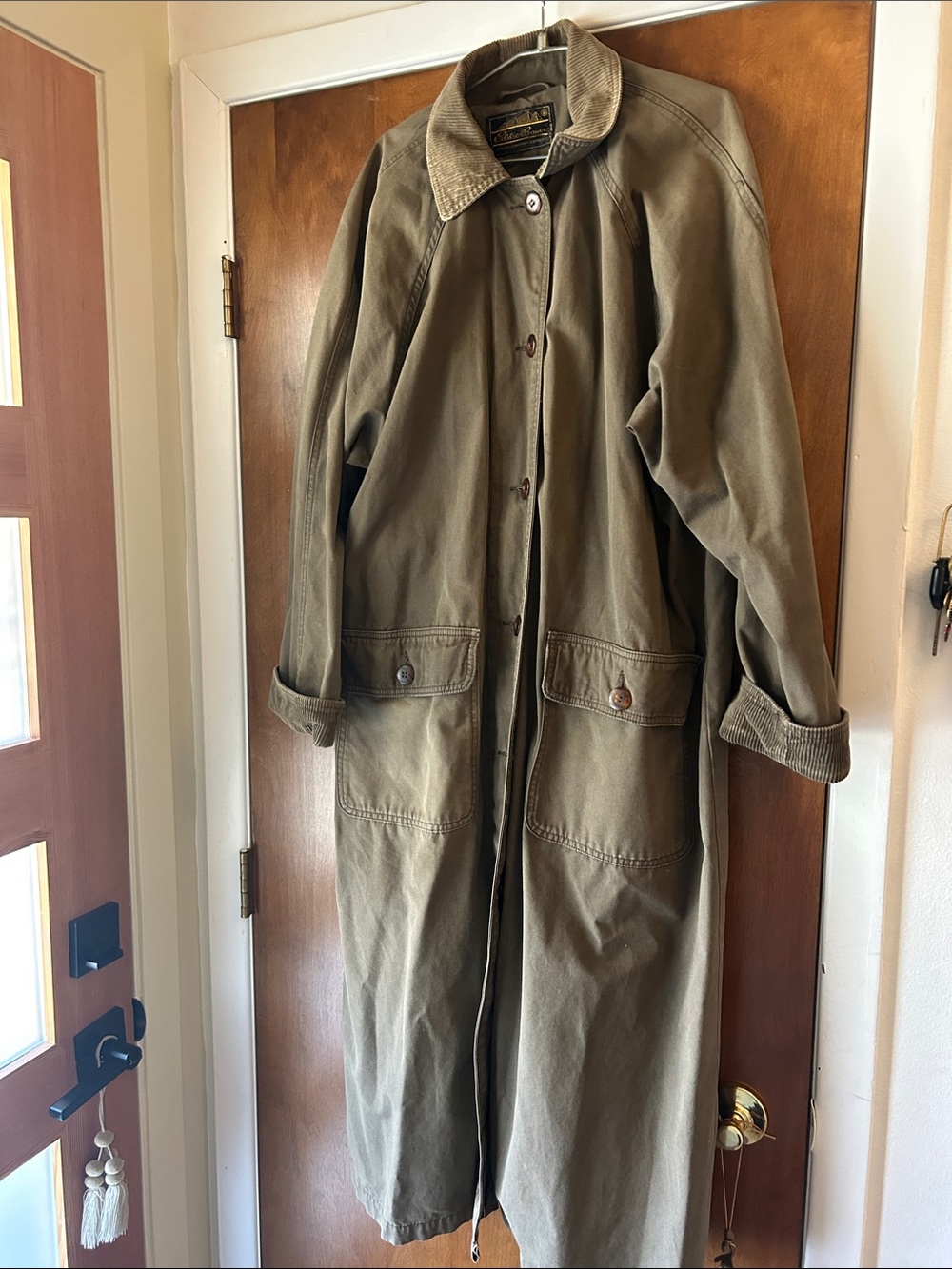 Vintage Eddie Bauer Chore Trench Coat • Green • Size L